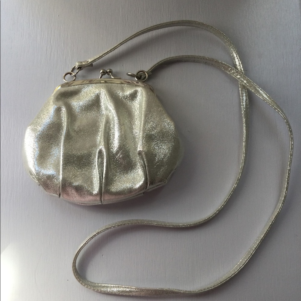 Metallic Silver Mini Crossbody Evening Bag